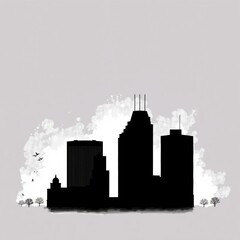 Fototapeta premium Watercolor minneapolis city skyline. skyline silhouette. cityscape illustration architecture city 
