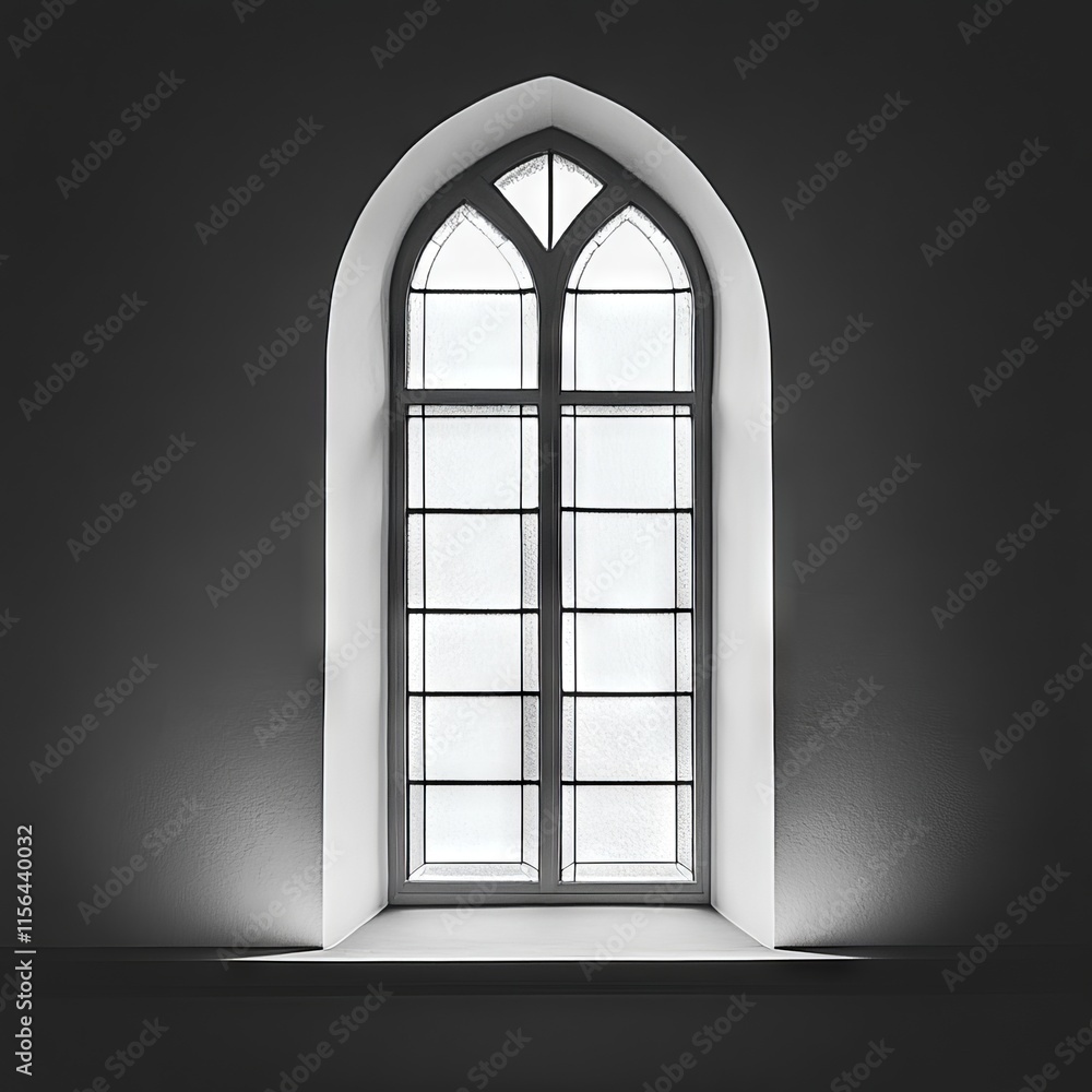 Aufkleber a window with a white frame and a white curtain. the window is lit up by the sun, creating a warm an
