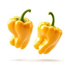 Vibrant yellow bell peppers studio photography fresh produce isolated