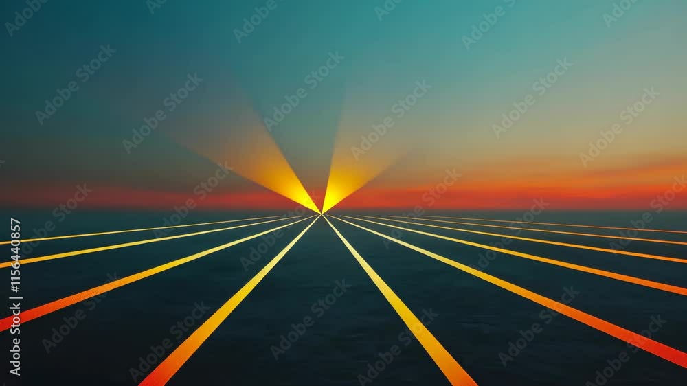 Aufkleber abstract futuristic landscape with lines and gradient colors in a tranquil scene