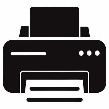 black printer icon, printing paper clip art preview