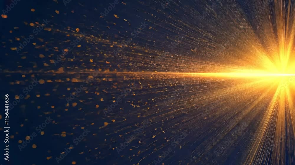 Poster dynamic light rays radiating from a central point in dark background