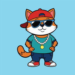 funny cute cat hip hop style wearing a sun-glass