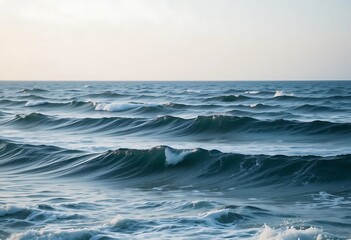 Ocean Waves Rolling Under a Calm Sky