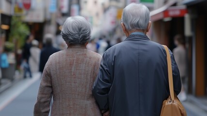 Fototapeta premium 日本人の老夫婦の後ろ姿