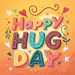 happy hug day typography font 