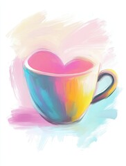 Colorful Heart Shaped Tea Cup