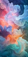 Obraz premium A mesmerizing display of colorful smoke swirls in pastel hues, creating a dreamy and ethereal visual experience.
