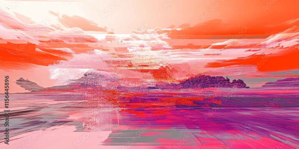 Aufkleber a vivid abstract digital artwork featuring dynamic patterns and vibrant colors, creating a futuristi