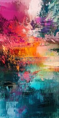 Obraz premium A colorful abstract painting featuring vivid hues and dynamic textures, perfect for modern art enthusiasts and creative projects.