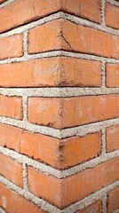 Obraz premium Close up Aged Brick Wall Corner Detailed Texture Masonry Construction Building Archit
