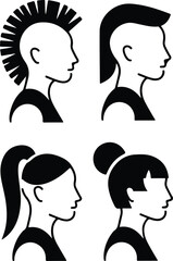 Avatar profile icons set. Female and male faces silhouettes.