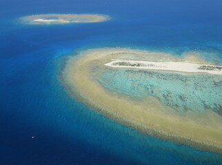 Aerial view of fringing coral reef, Nagannu Island, Japan