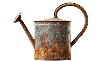 Metal watering can, transparent background