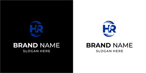 Fototapeta premium Creative HR Letter Logo with Electricity,Illustration,Design Inspiration,Vector,Icon