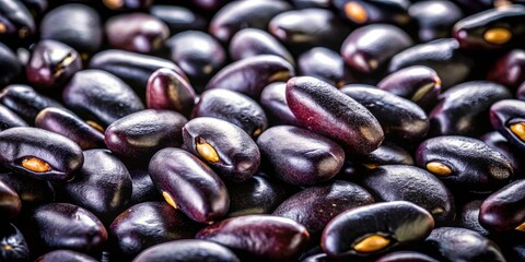 Obraz premium Black Bean Seed Portrait Photography: Macro Close-up Images of Dark Beans