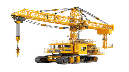 Giant Yellow Crawler Crane Heavy Lifting Machine Construction Site