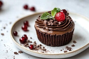 Chocolate cupcake with raspberry