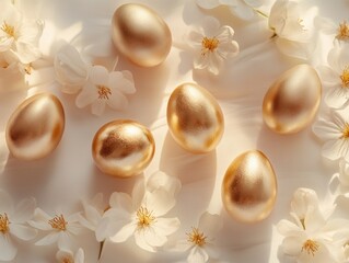 Golden Eggs with White Flowers