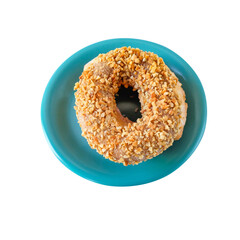 Fresh sweet donuts on dish ,Fast sweet food concept.