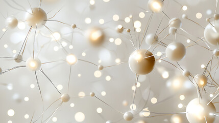 Abstract representation of glowing molecules and particles in network