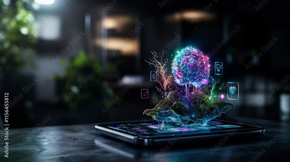 Poster engaging with mental health a conceptual visualization of awareness and growth technology digital ar