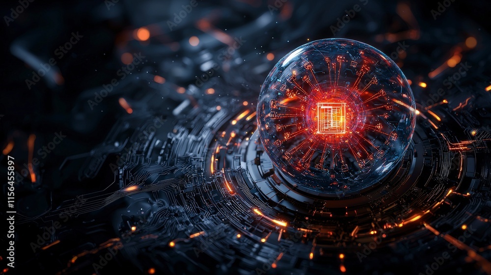 Poster Quantum cryptography innovation in modern technology digital art futuristic environment abstract viewpoint