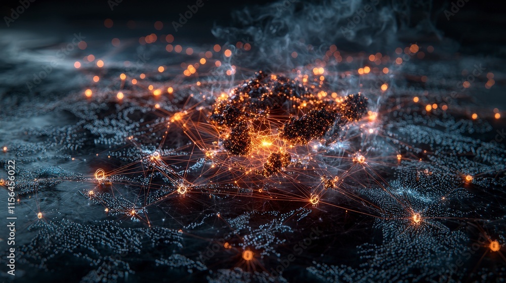 Poster Innovative governance and digital transformation global network conceptual image high-tech environment abstract viewpoint