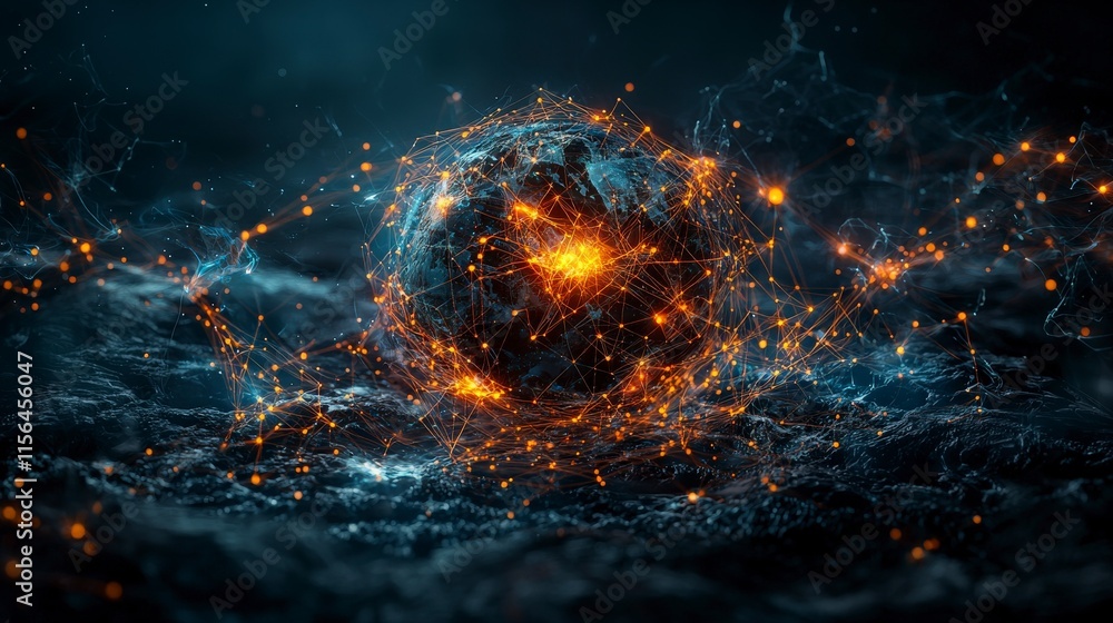 Poster innovative governance and global connectivity abstract technology concept over earth in a digital en