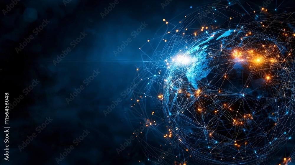 Poster global innovations in governance digital landscape conceptual visualization high-tech environment fu