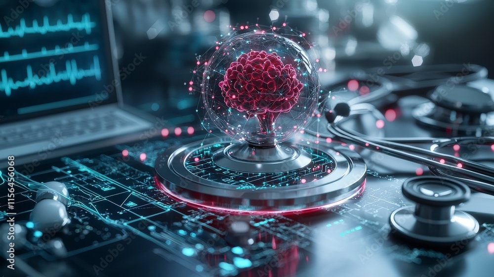 Poster innovative universal healthcare concept digital environment science visualization futuristic technol