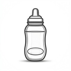 Simple Black and White Baby Bottle Illustration