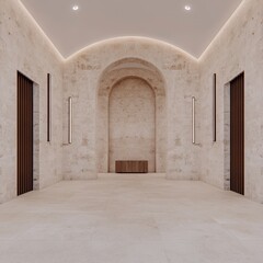 Modern Beige Stone Hallway Interior Design  Architecture  Luxury Building