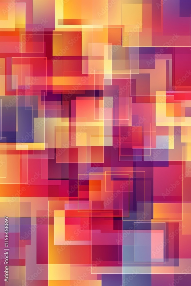 Poster a colorful pattern of squares and rectangles. the squares are in different colors and sizes. the pat