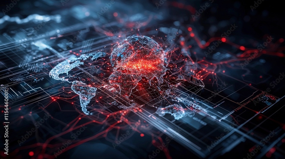 Poster digital map illustrating global efforts in sustainability visual data futuristic environment global 