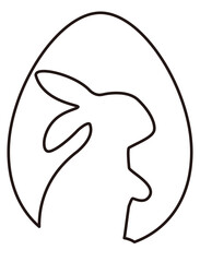 Isolated Easter egg shape with bunny pattern outline.
Cute Easter egg coloring drawing.
Transparent background.