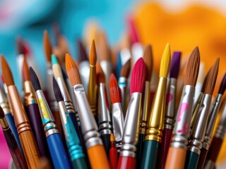 Colorful Paint Brushes Art Supplies Close Up Macro