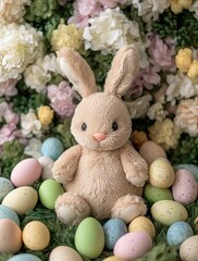 Easter Bunny Plush Toy with Eggs