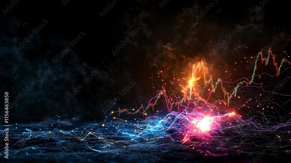 Poster Global events impact graph data visualization digital environment abstract concept high contrast viewpoint
