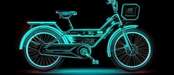 Fototapeta premium Futuristic Electric Bicycle Neon Glow Tech Design Innovation