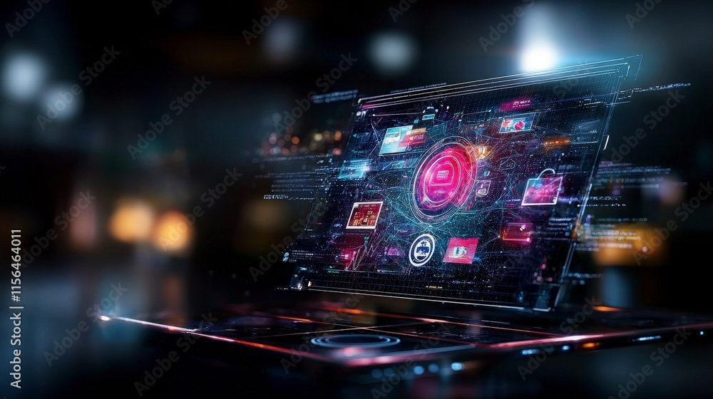Aufkleber digital interface displaying rapid growth of technology in business urban environment futuristic con