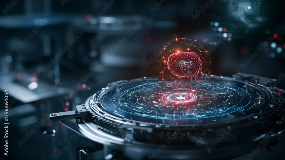Aufkleber Innovative ai tools showcase tech lab digital display futuristic setting close-up view technology transformation