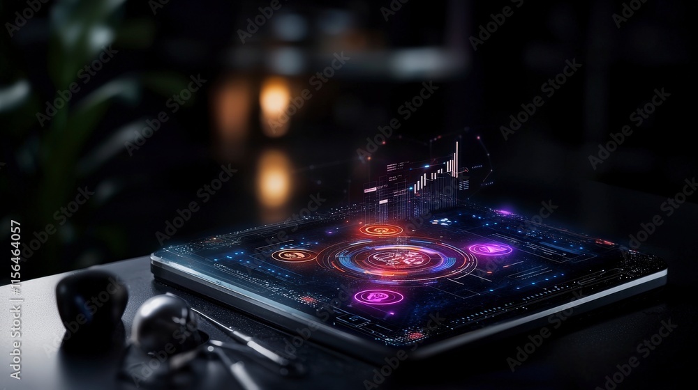 Aufkleber Futuristic office insights interactive digital accountability display and technology representation