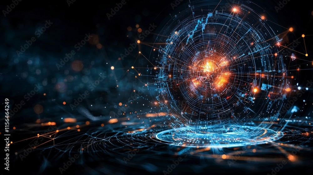 Poster dynamic stock market trends and opportunities digital realm abstract art futuristic environment clos