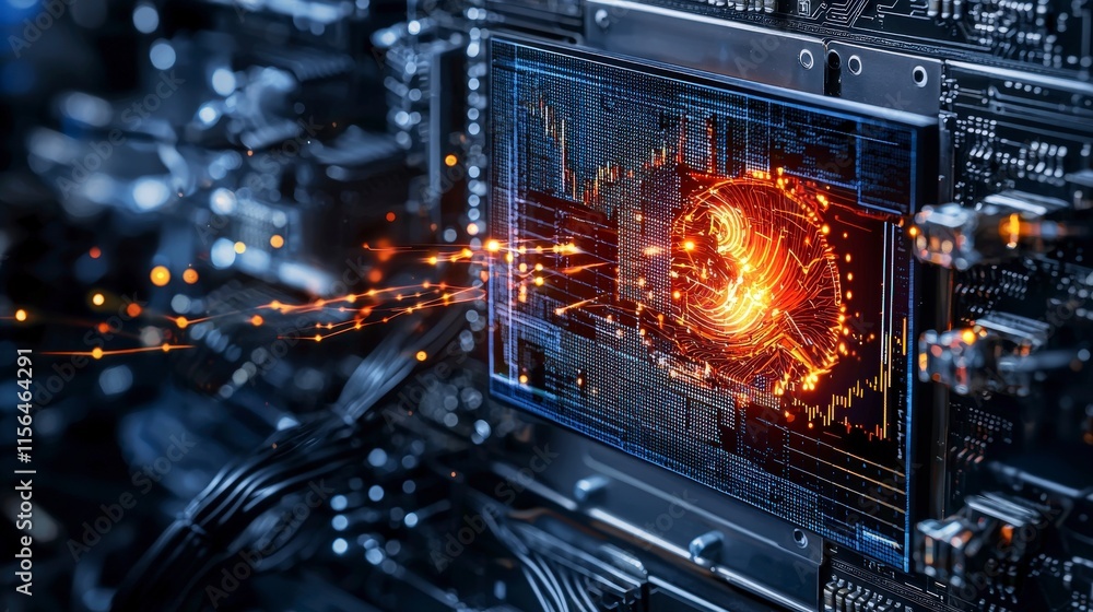 Aufkleber Glowing stock market trends displaying dynamic data visualizations in a high-tech environment