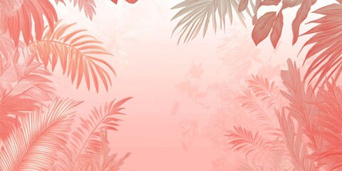 A vibrant tropical leaves background with a soft pink gradient, perfect for nature-themed designs and creative projects.