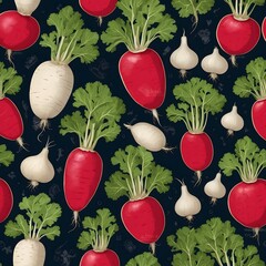 "Playful Daikon Radishes: Whimsical Hand-Drawn Illustrations with Creative Designs"