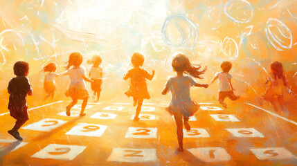 children playing in theme park