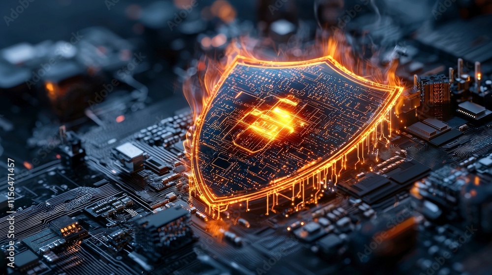 Aufkleber Digital shield protects network from ransomware attacks in cybersecurity environment futuristic viewpoint
