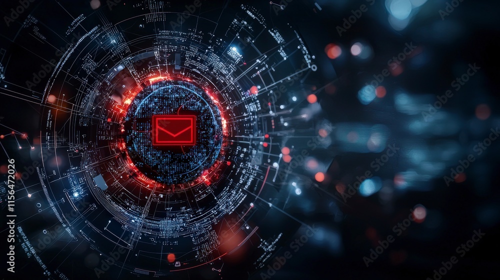 Aufkleber Phishing attack visualization cybersecurity awareness digital art dark technology environment abstract viewpoint